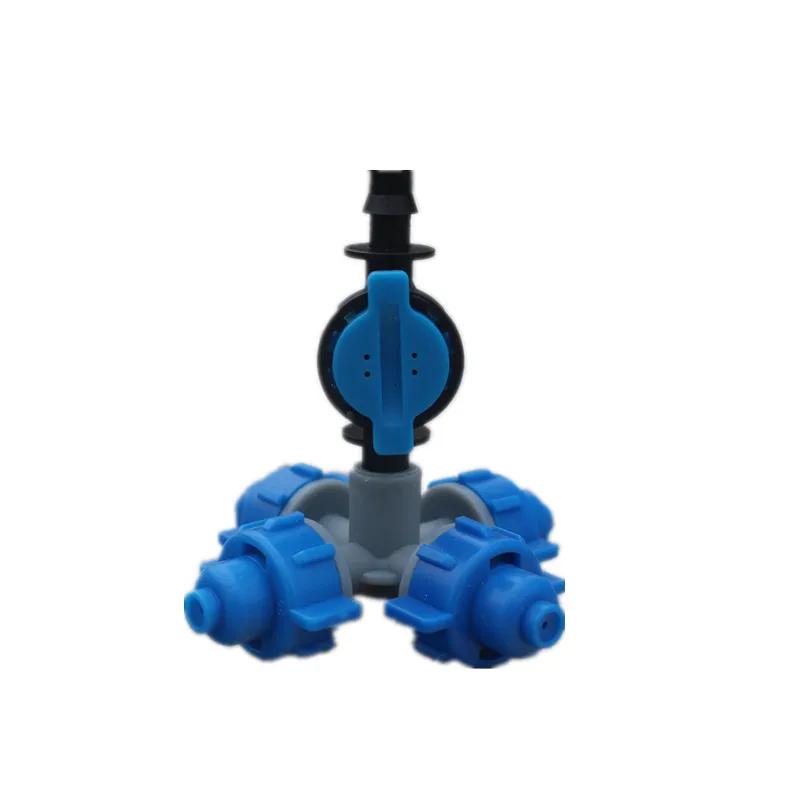 50pcs Blue Fogger and Cross Misting Sprinkler With Antileak Water Antidrip Cooling Hanging Sprinkler Micro Drip Irri
